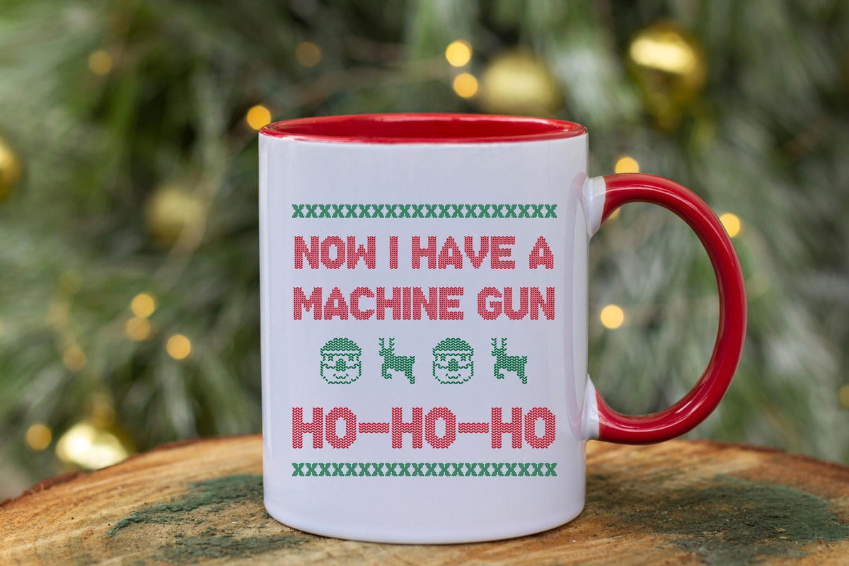 Christmas Mug - Now I Have a Machine Gun Design, Funny Graphic Coffee Cup with Free Tracked UK Postage