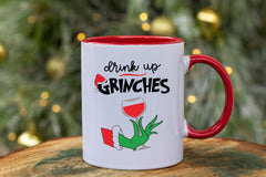 Christmas Mug - Drink Up Grinches Design, Funny Graphic Coffee Cup with Free Tracked UK Postage