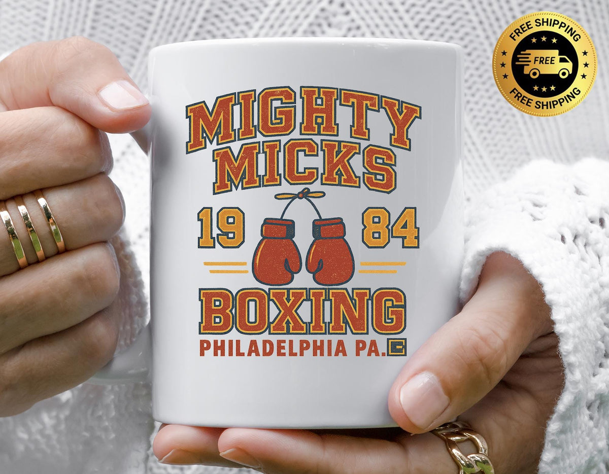 Movie Parody Mug - Mighty Micks Boxing 1975 Design, Funny Graphic Coffee Cup with Free Tracked UK Postage