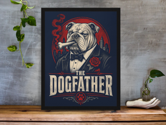 The Dogfather Framed Print Wall Art: Movie Parody Design - 2 Sizes A4 or A4