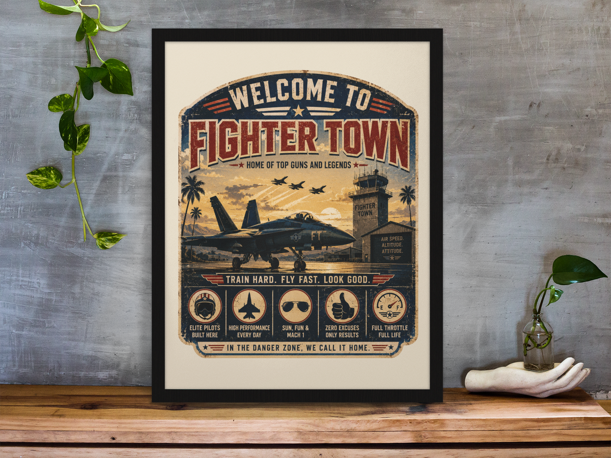 Welcome to Fighter Town Framed Print Wall Art: Movie Parody Design - 2 Sizes A4 or A4
