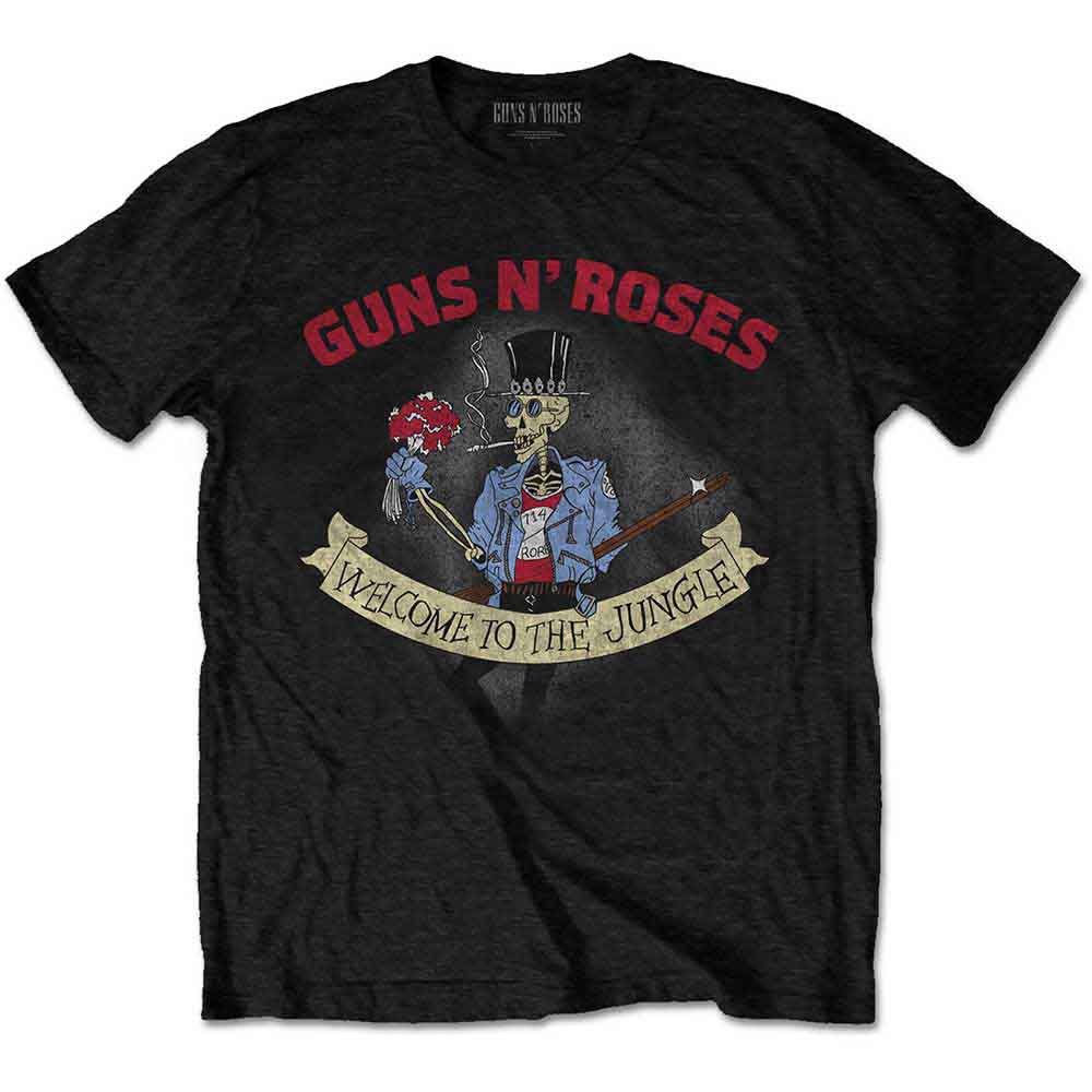 GUNS N' ROSES UNISEX T-SHIRT: SKELETON VINTAGE (BLACK) Licensed Product