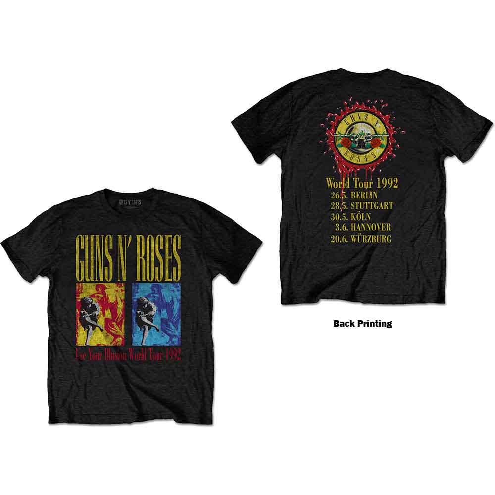 GUNS N' ROSES UNISEX T-SHIRT: USE YOUR ILLUSION WORLD TOUR (BACK PRINT) - LICENSED PRODUCT