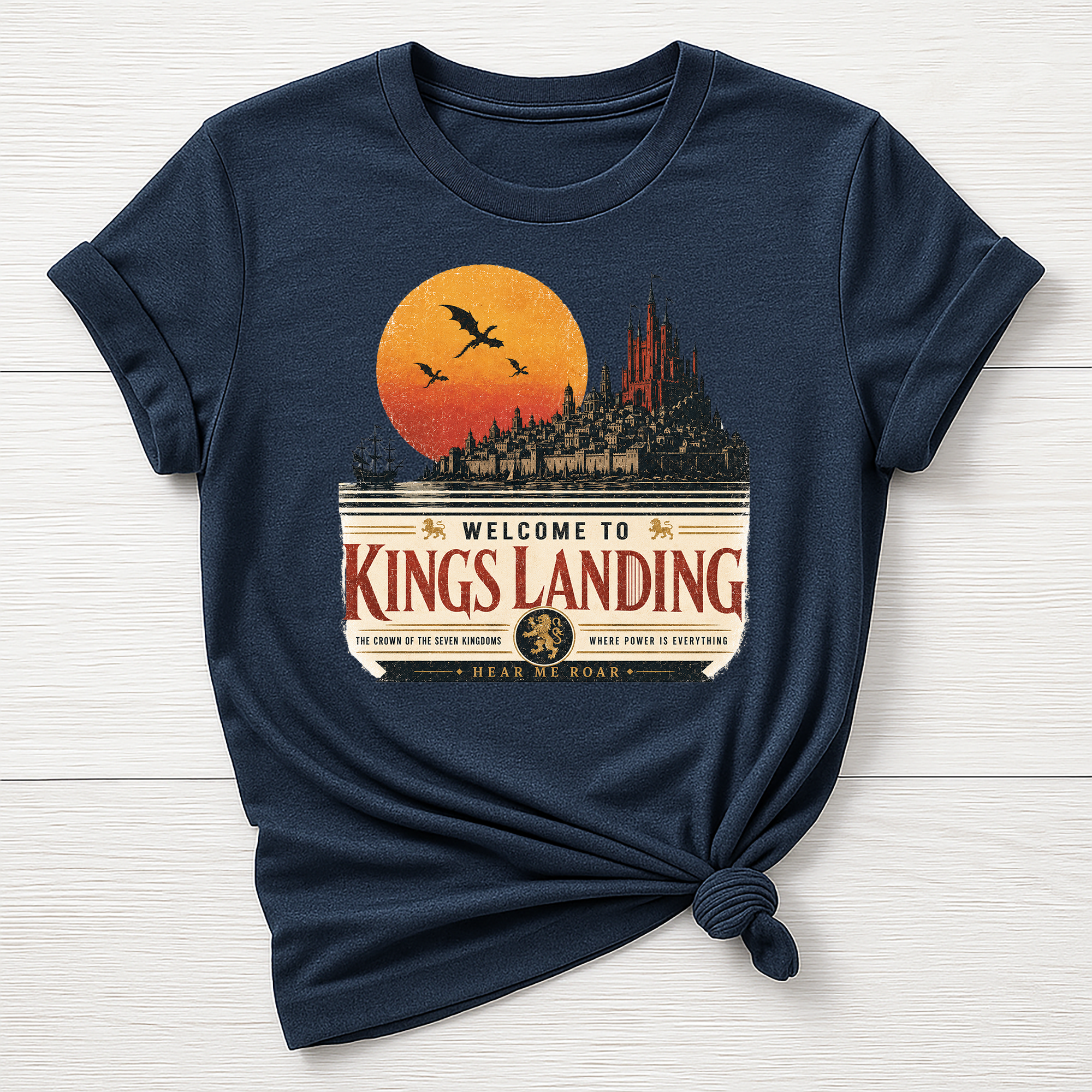 Welcome to Kings Landing T-Shirt - Sunset Design - Gildan Softstyle