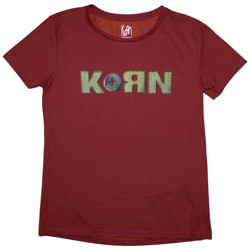 KORN LADIES T-SHIRT: DOLL ISSUES (RED) (BACK PRINT) LICENSED PRODUCT
