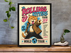 The Rolling Kittens Framed Print Wall Art: Music Parody Design - 2 Sizes A4 or A4