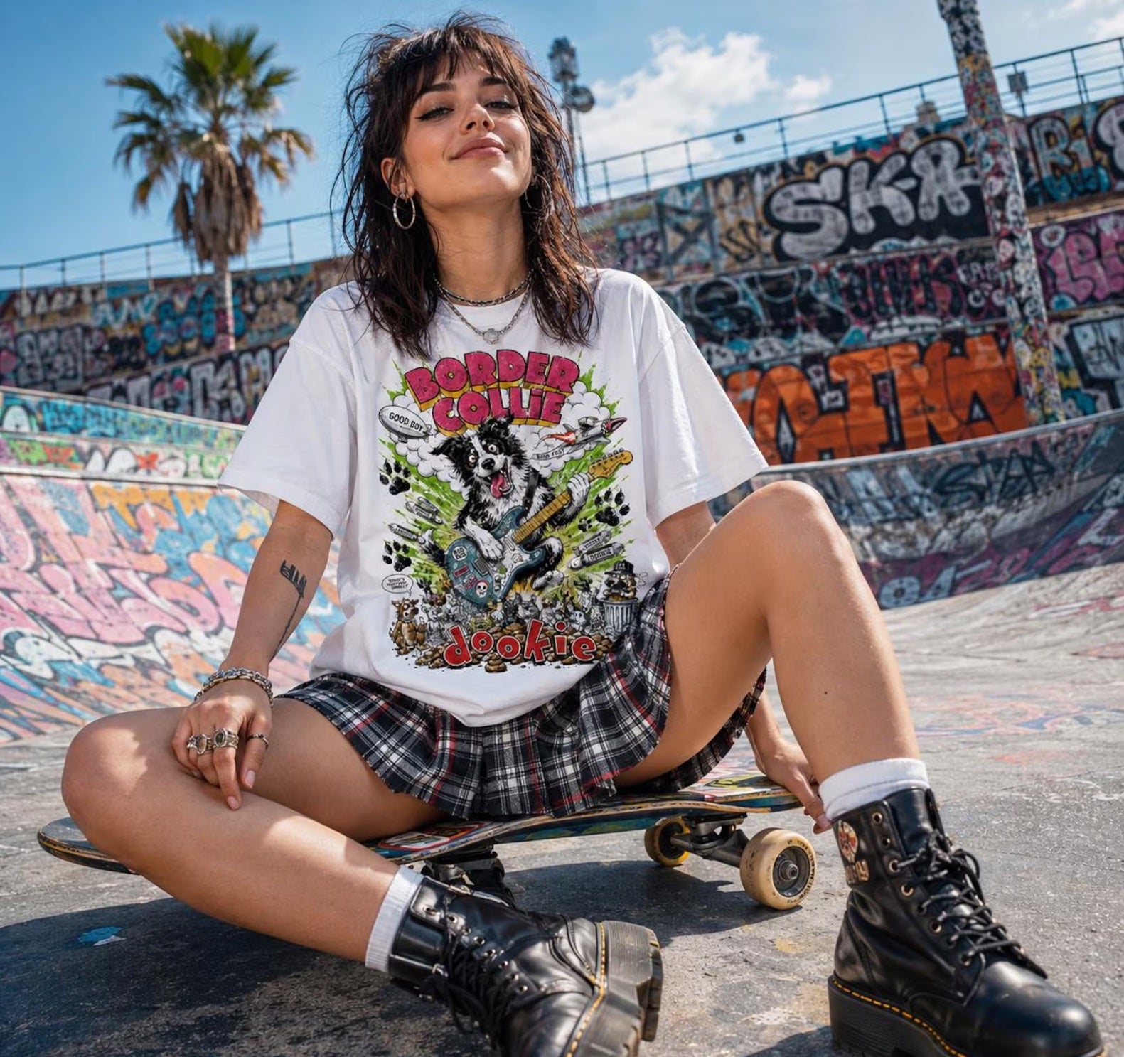 Animal Rock T-Shirt - Border Collie Design , Gildan Softstyle