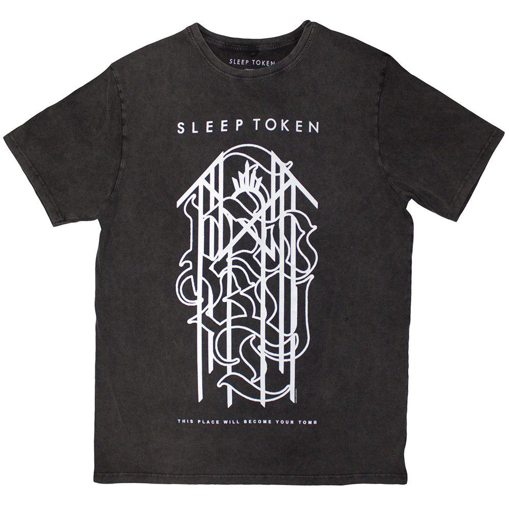 SLEEP TOKEN UNISEX STONE WASH T-SHIRT: TOMB SIGIL (CHARCOAL GREY) Licensed Product