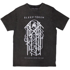 SLEEP TOKEN UNISEX STONE WASH T-SHIRT: TOMB SIGIL (CHARCOAL GREY) Licensed Product