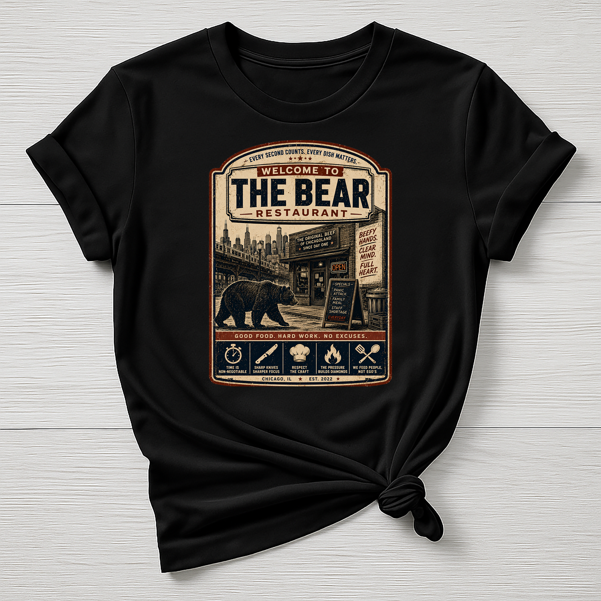 Welcome to The Bear T-Shirt - Parody Restaurant Design - Gildan Softstyle