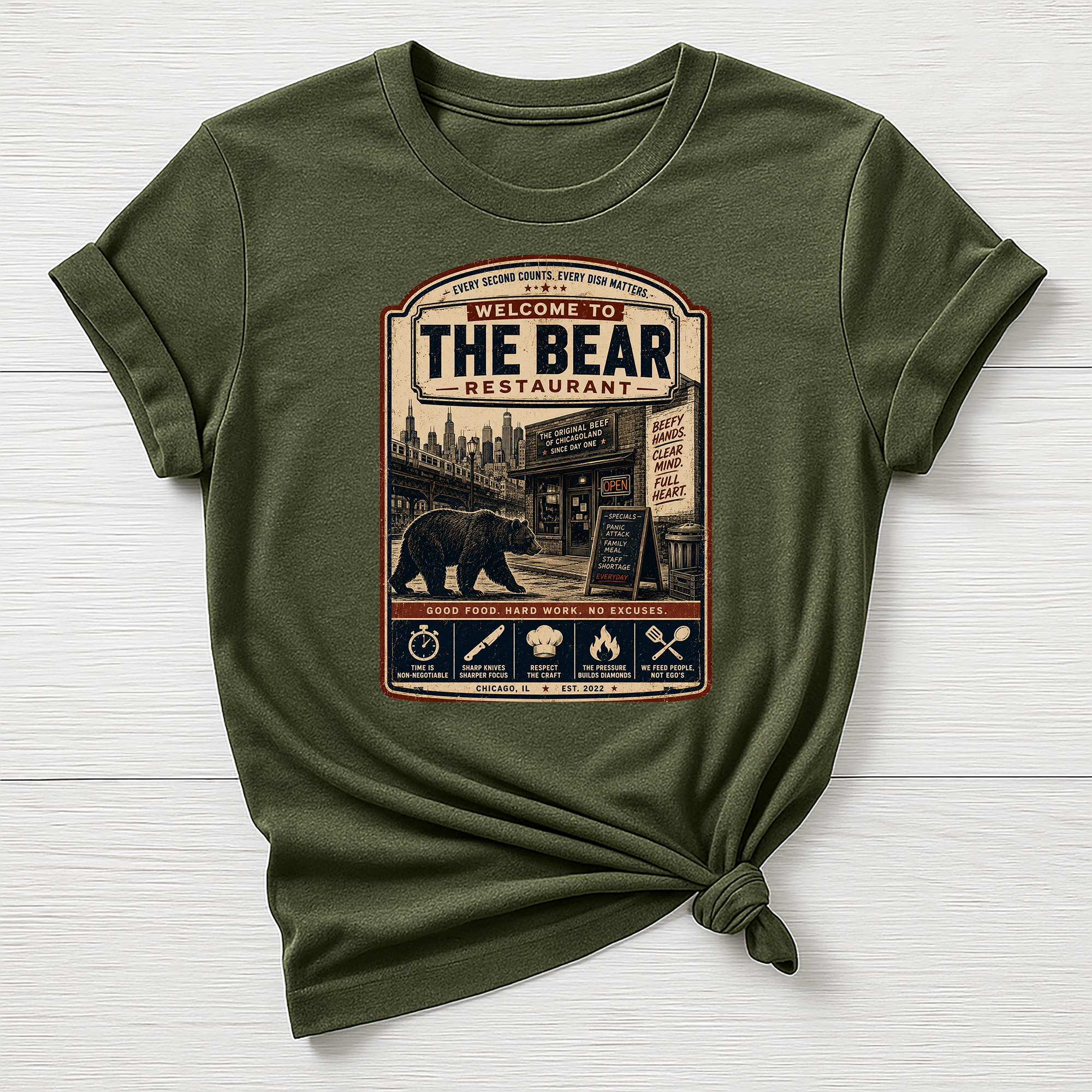 Welcome to The Bear T-Shirt - Parody Restaurant Design - Gildan Softstyle