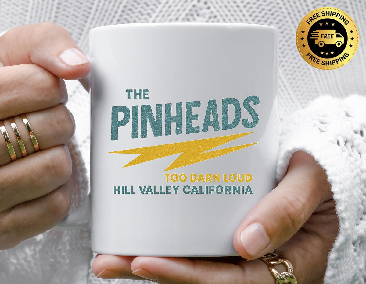80s Movie Parody Mug - The Pinheads Band Design, Funny Graphic Coffee Cup with Free Tracked UK Postage