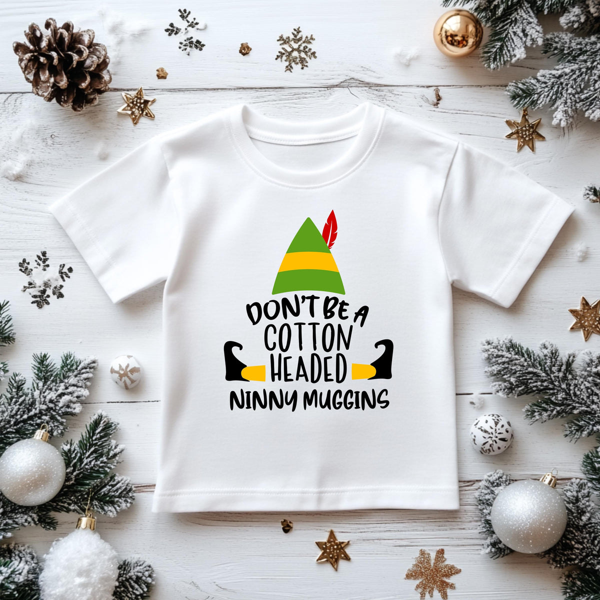 Kids Christmas T-Shirt - Don't be a Cotton Headed Ninny Muggins - Premium Gilden Heavyweight - Free UK Shipping