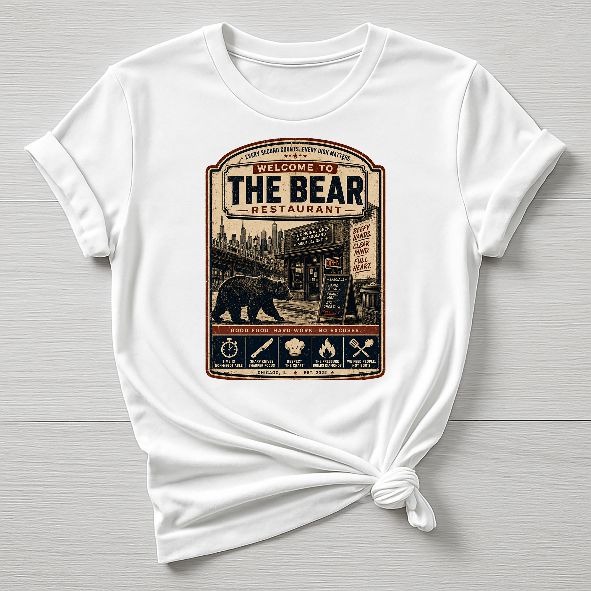 Welcome to The Bear T-Shirt - Parody Restaurant Design - Gildan Softstyle
