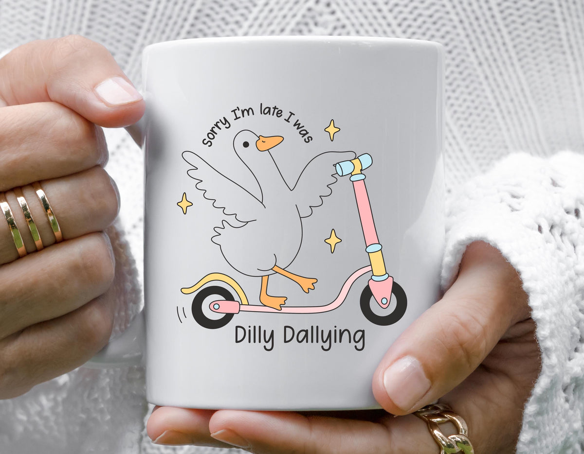 Silly Goose Mug, Sorry i was late scooter design - Fast Free Tracked UK Post!