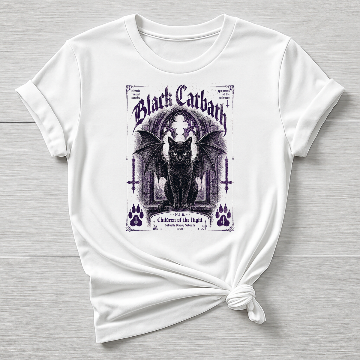Animal Rock T-Shirt - Black Catbath Design - Gildan Softstyle