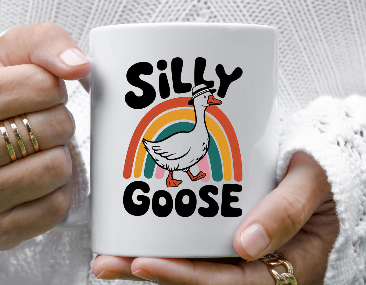 Silly Goose Mug, Rainbow Design - Fast Free Tracked UK Post!