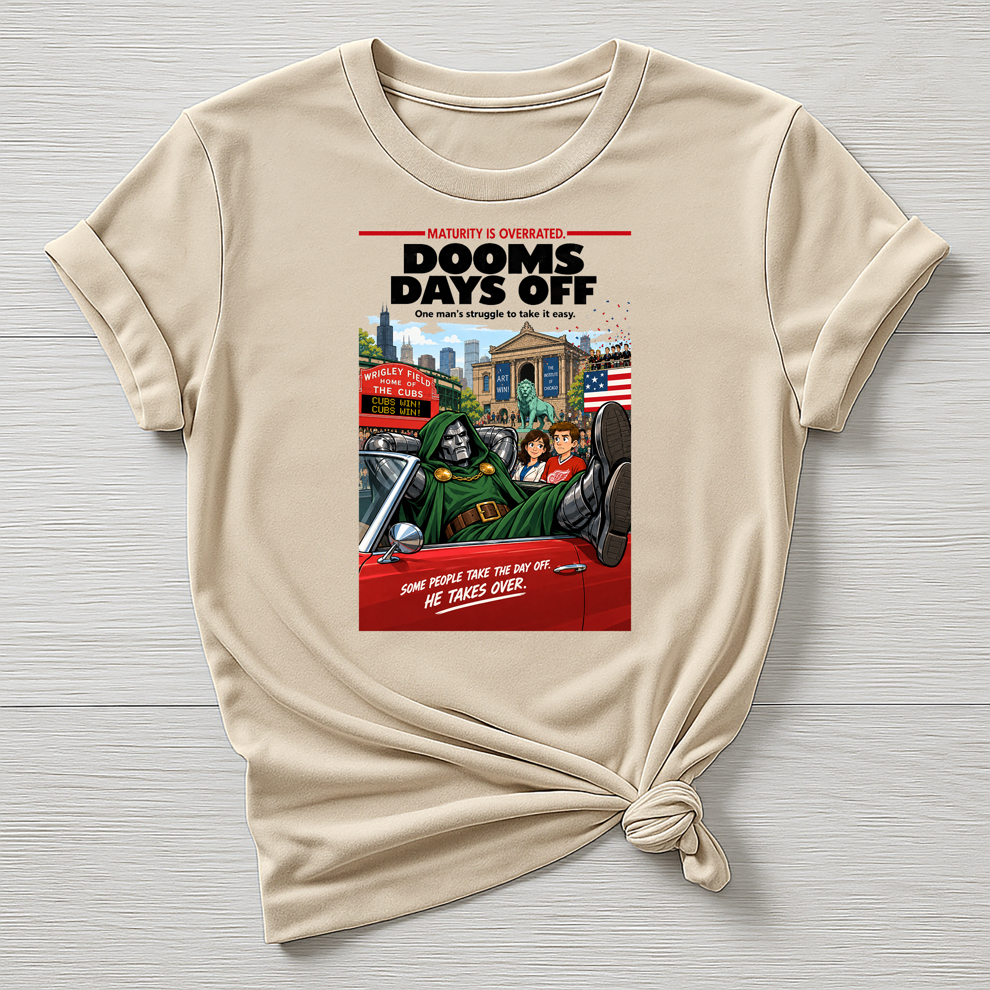 Doom's Day Off T-Shirt - Super Hero Parody Design - Gildan Softstyle