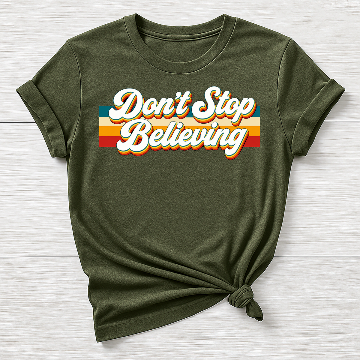 Music T-Shirt : Don't Stop Believing Design - Gildan Softstyle