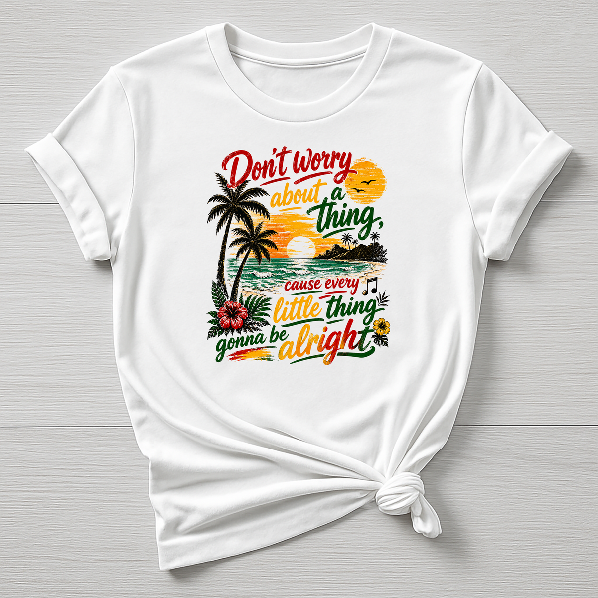 Music T-Shirt : Don't Worry Beach Design, Gildan Softstyle