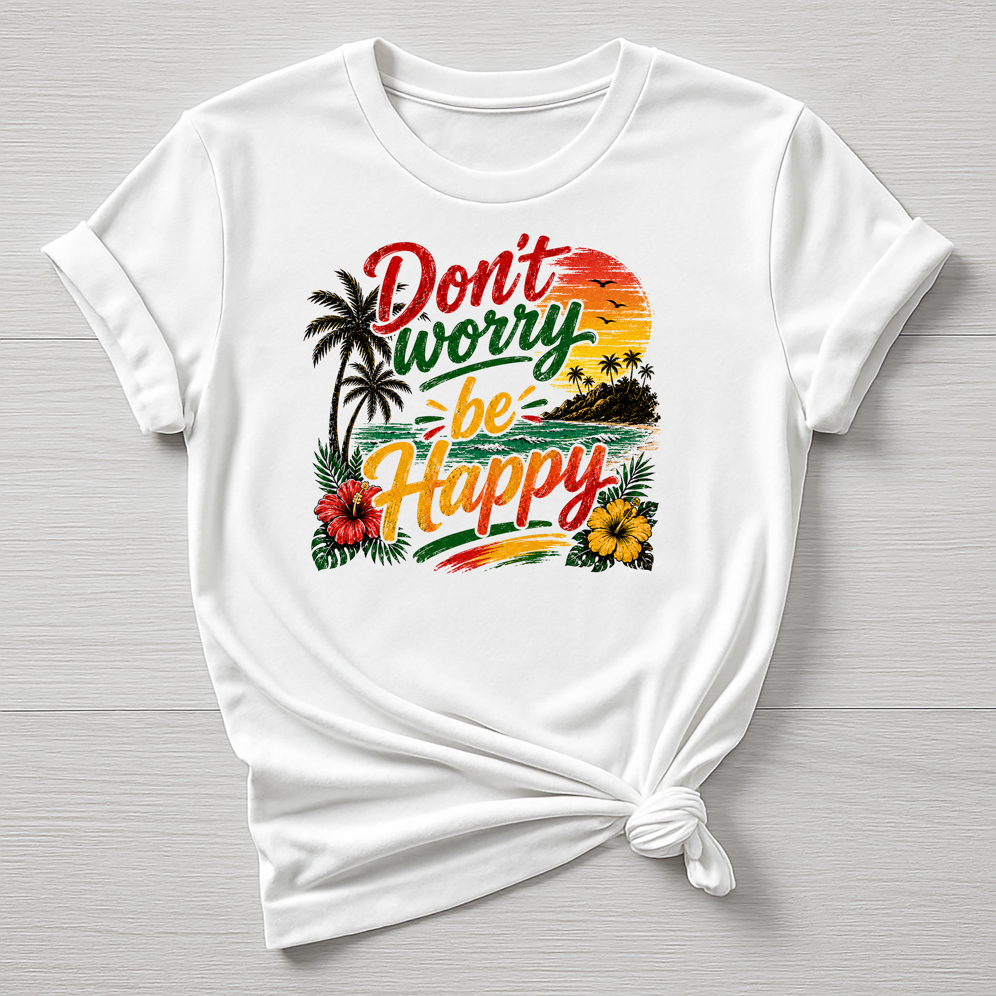 Music T-Shirt : Don't Worry Be Happy Design, Gildan Softstyle