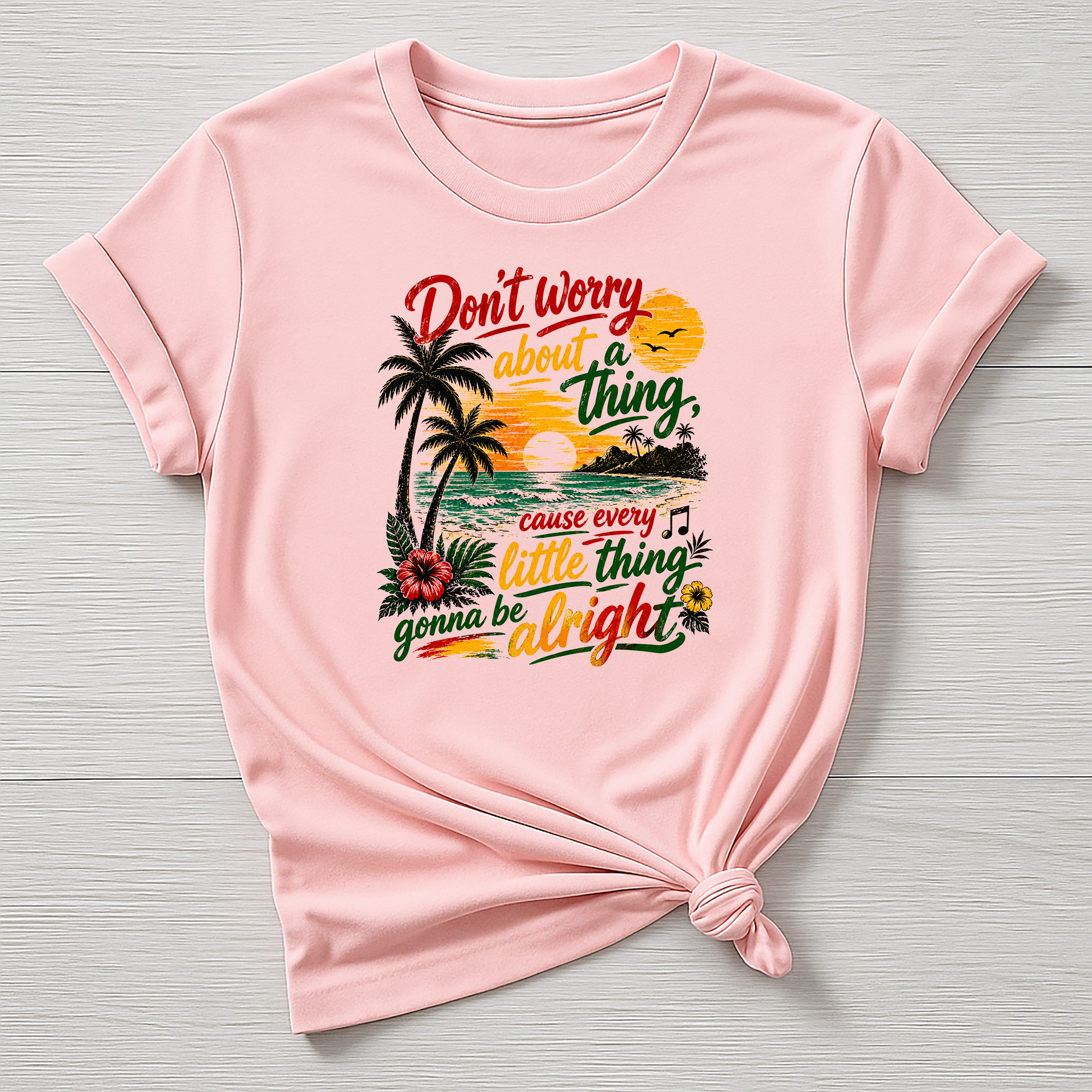 Music T-Shirt : Don't Worry Beach Design, Gildan Softstyle