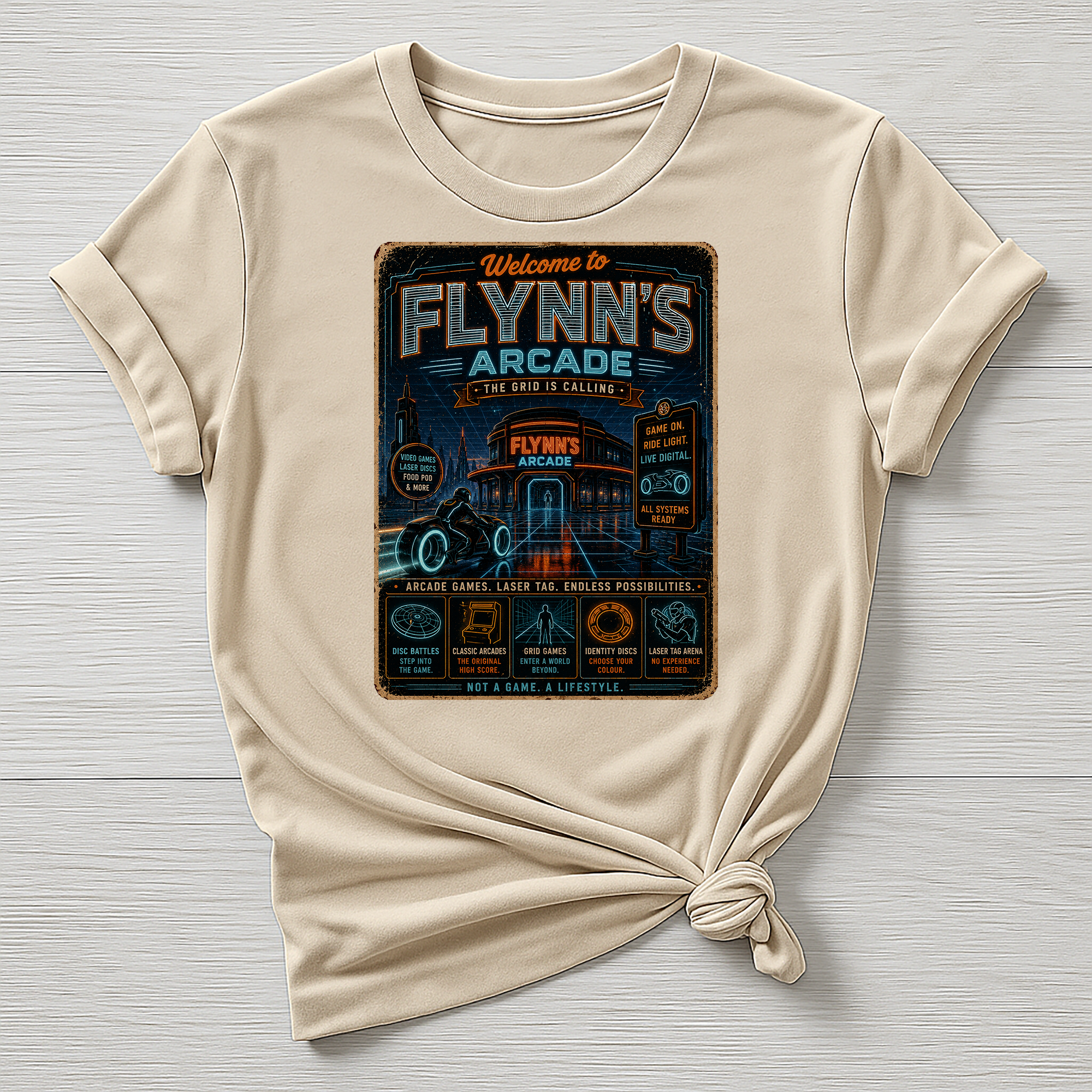 Welcome to Flynns Arcade T-Shirt - Parody Movie Design - Gildan Softstyle