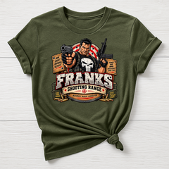 Frank's Shooting Range T-Shirt - Super Hero Parody Design - Gildan Softstyle