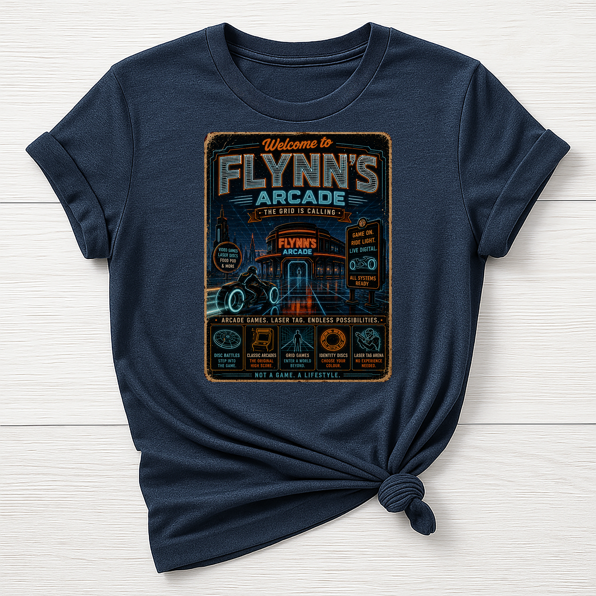 Welcome to Flynns Arcade T-Shirt - Parody Movie Design - Gildan Softstyle