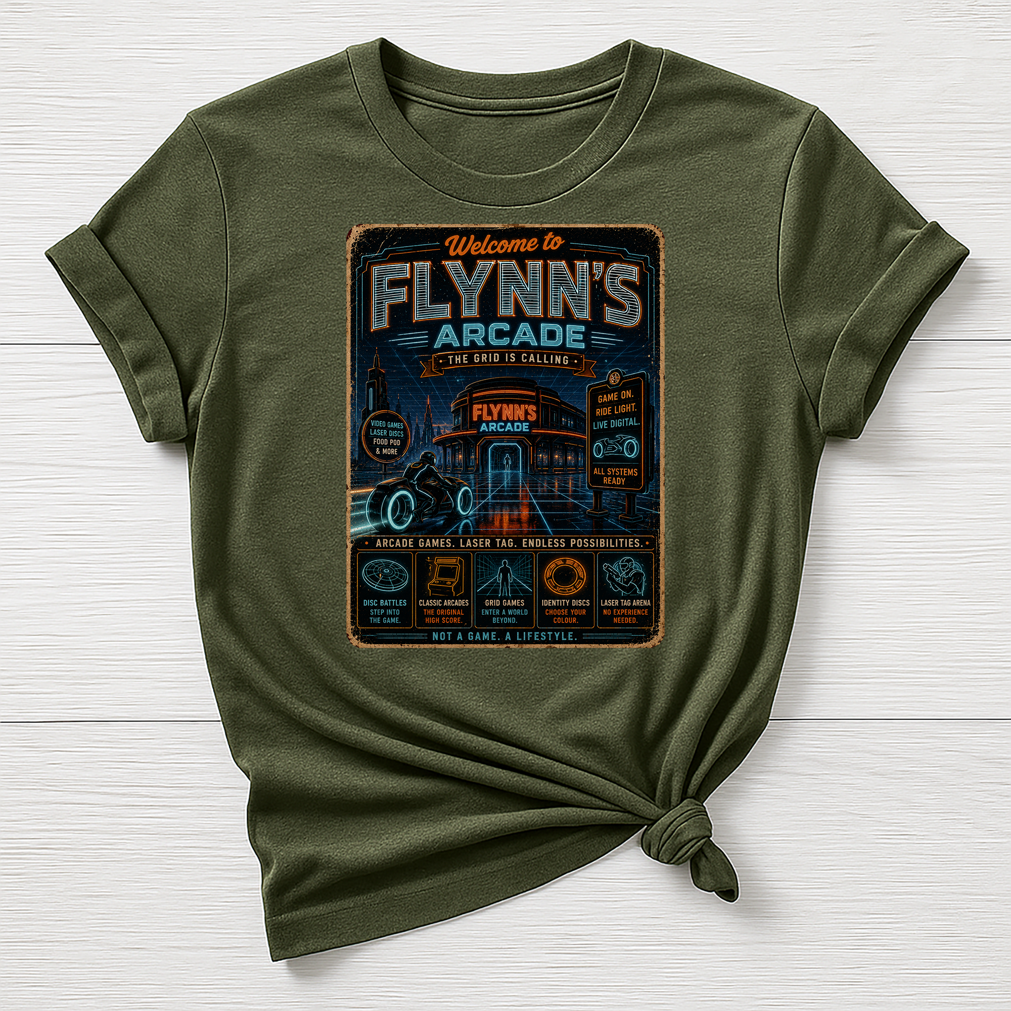 Welcome to Flynns Arcade T-Shirt - Parody Movie Design - Gildan Softstyle