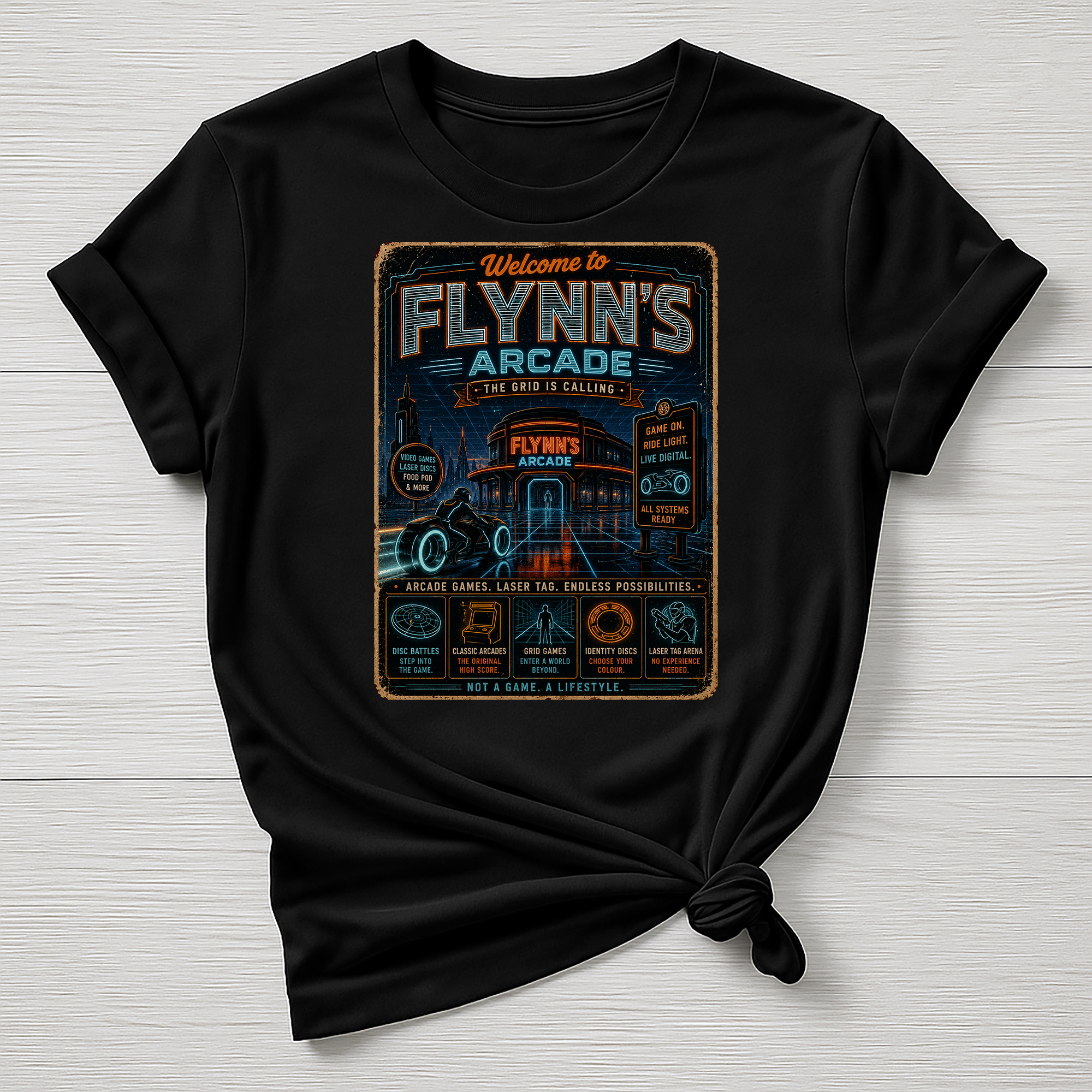 Welcome to Flynns Arcade T-Shirt - Parody Movie Design - Gildan Softstyle