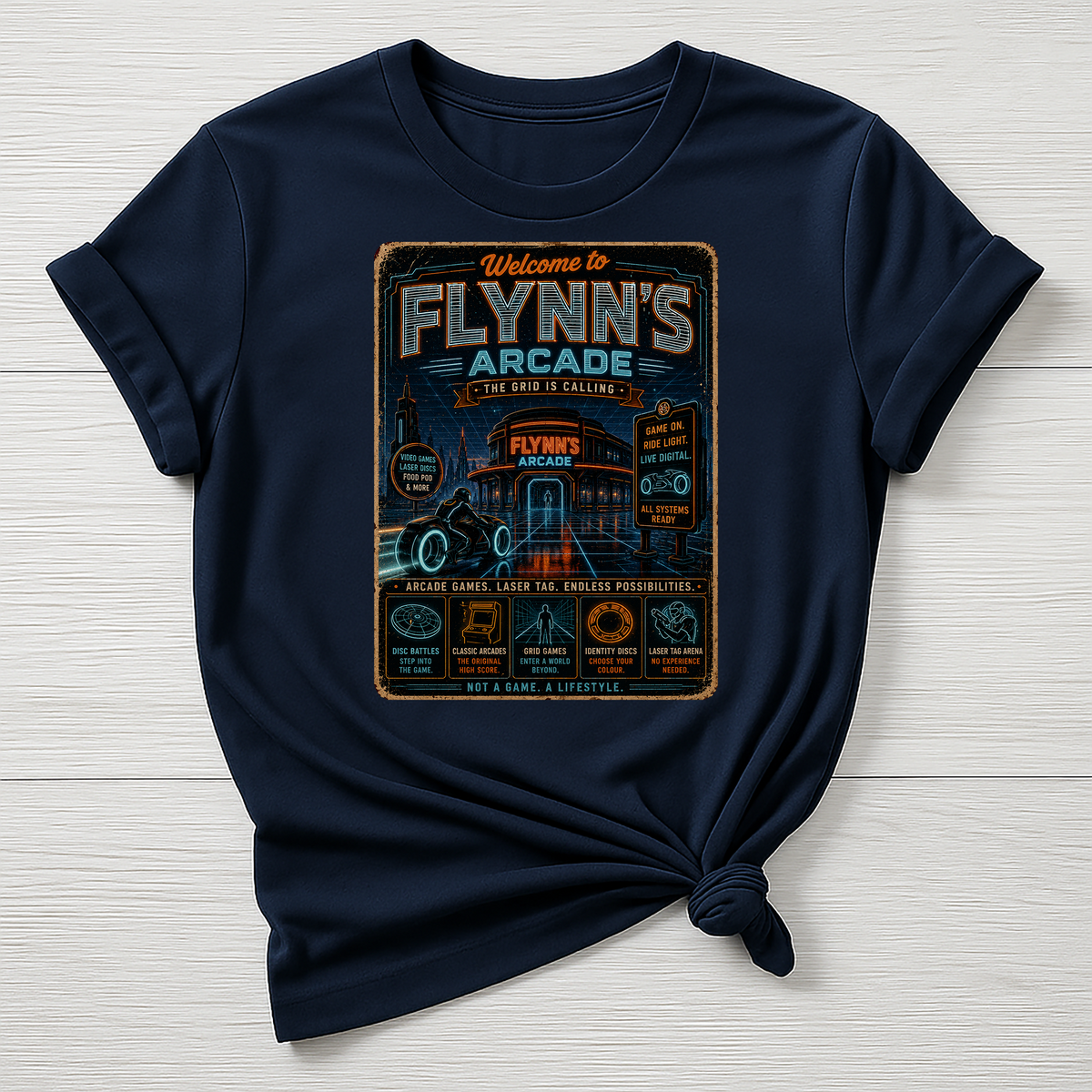 Welcome to Flynns Arcade T-Shirt - Parody Movie Design - Gildan Softstyle