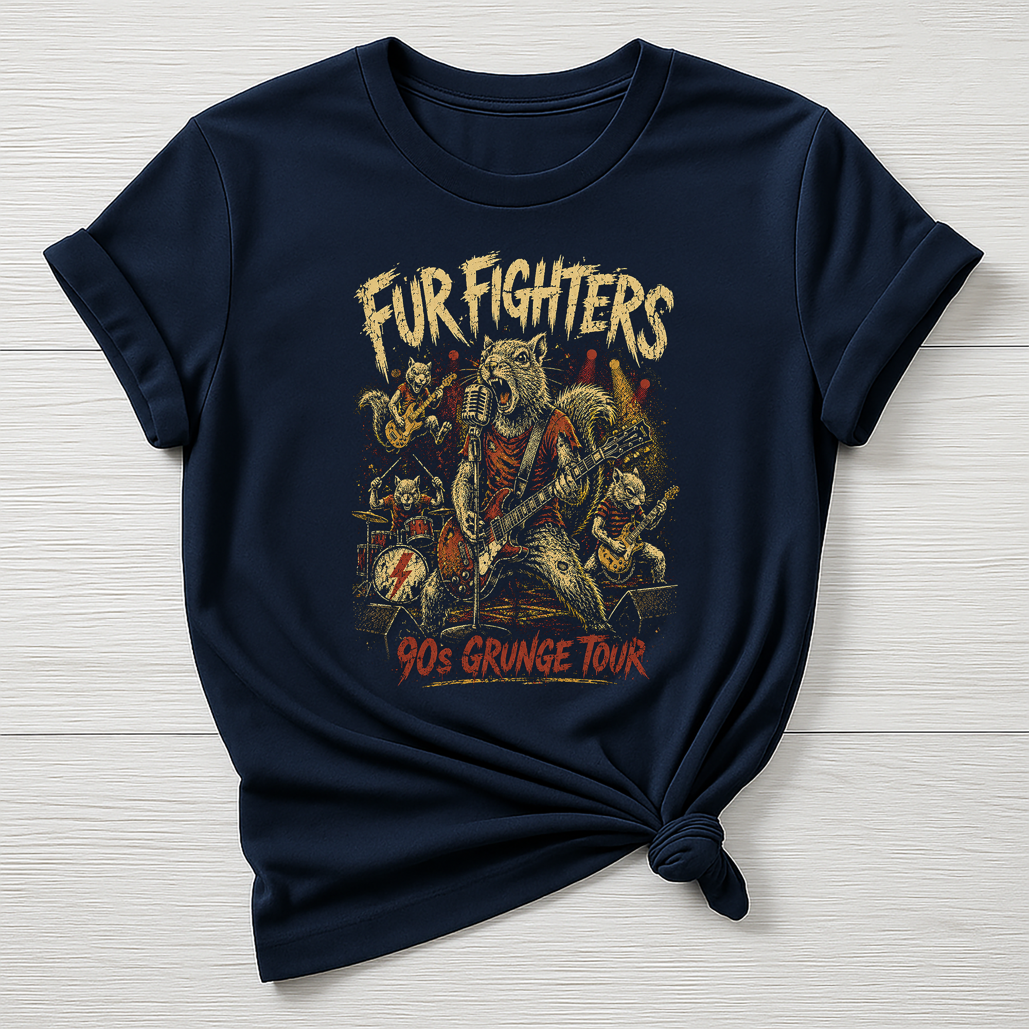 Animal Rock T-Shirt - Fur Fighters 90s Grunge Tour Design - Gildan Softstyle