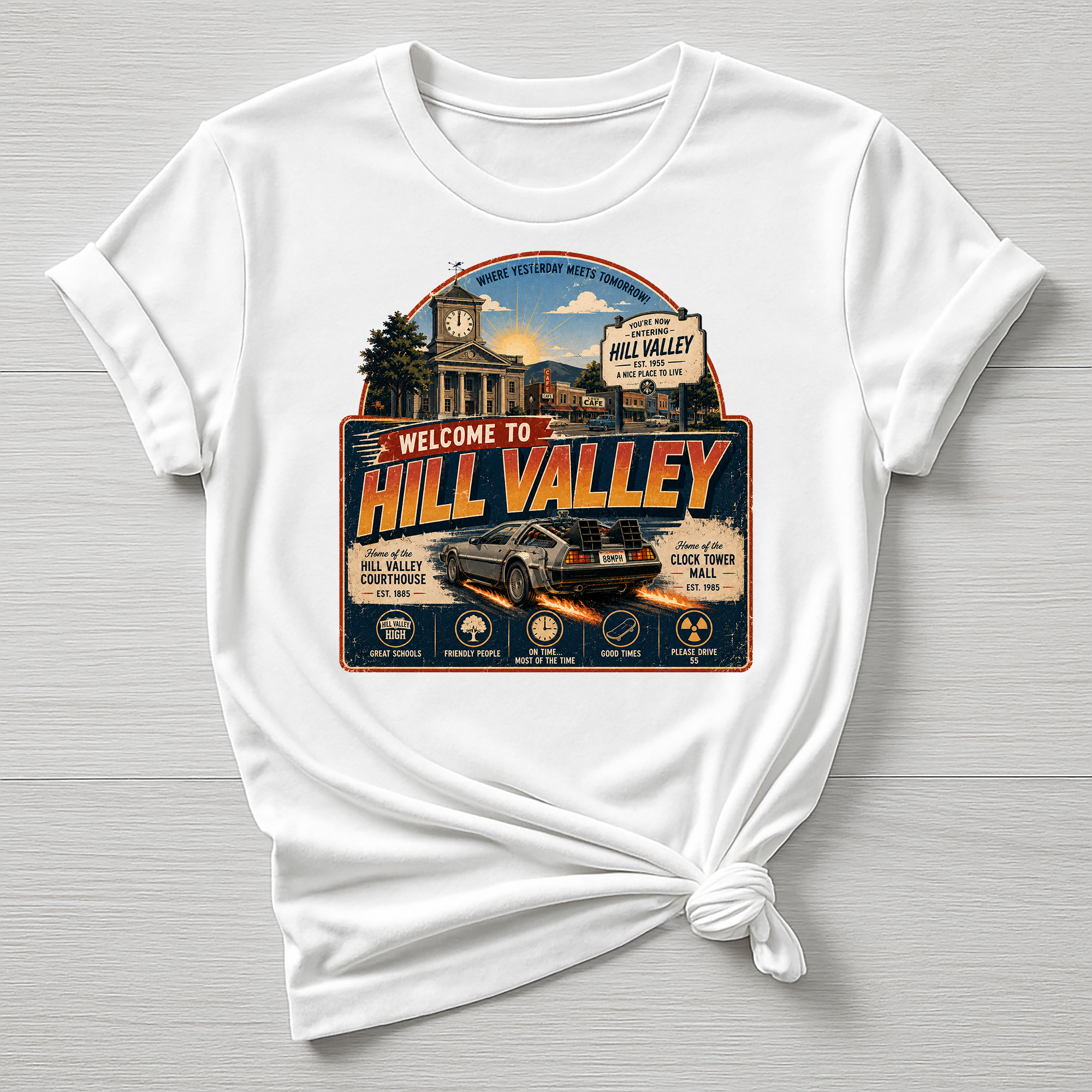 Welcome to Hill Valley T-Shirt - Movie Parody Design - Gildan Softstyle