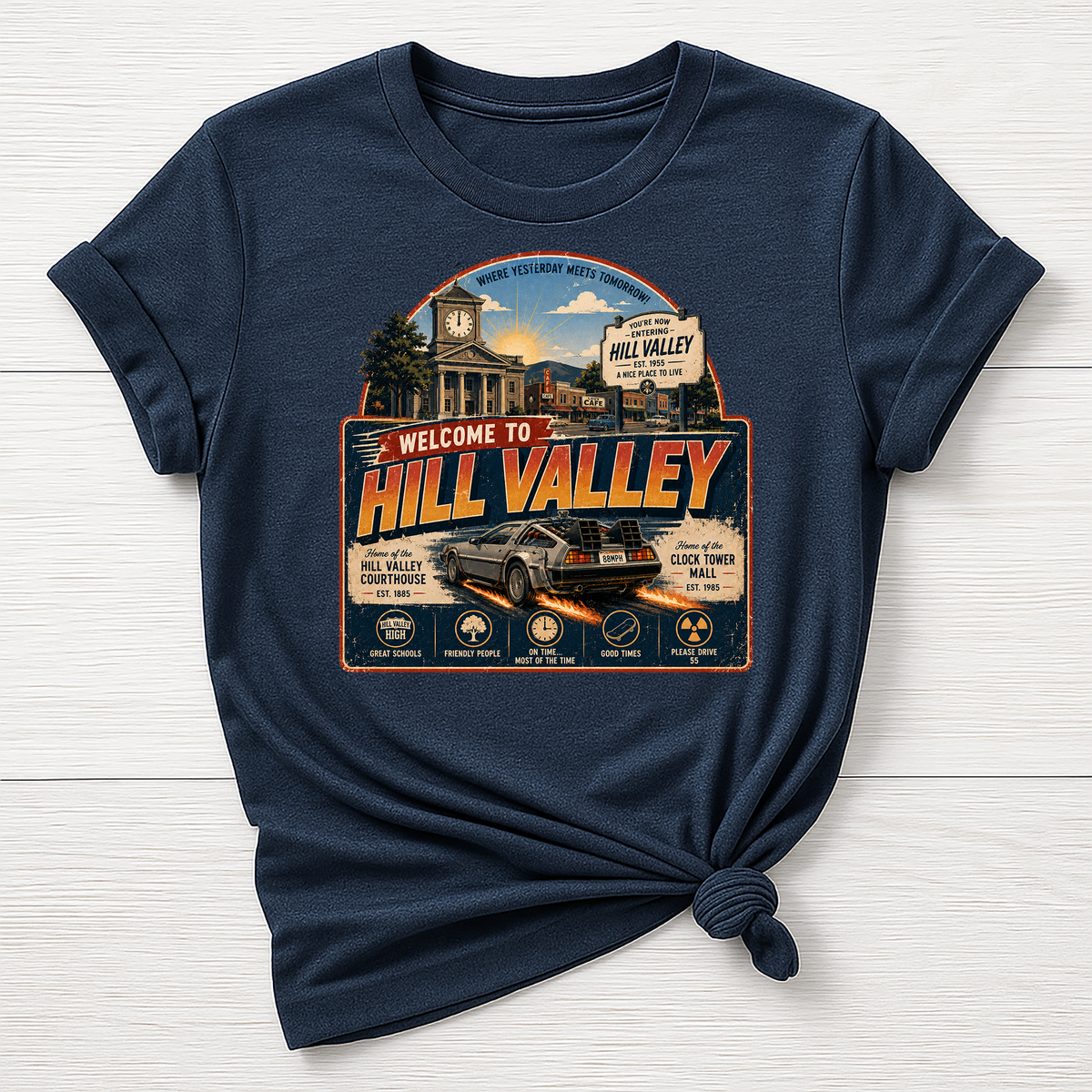 Welcome to Hill Valley T-Shirt - Movie Parody Design - Gildan Softstyle