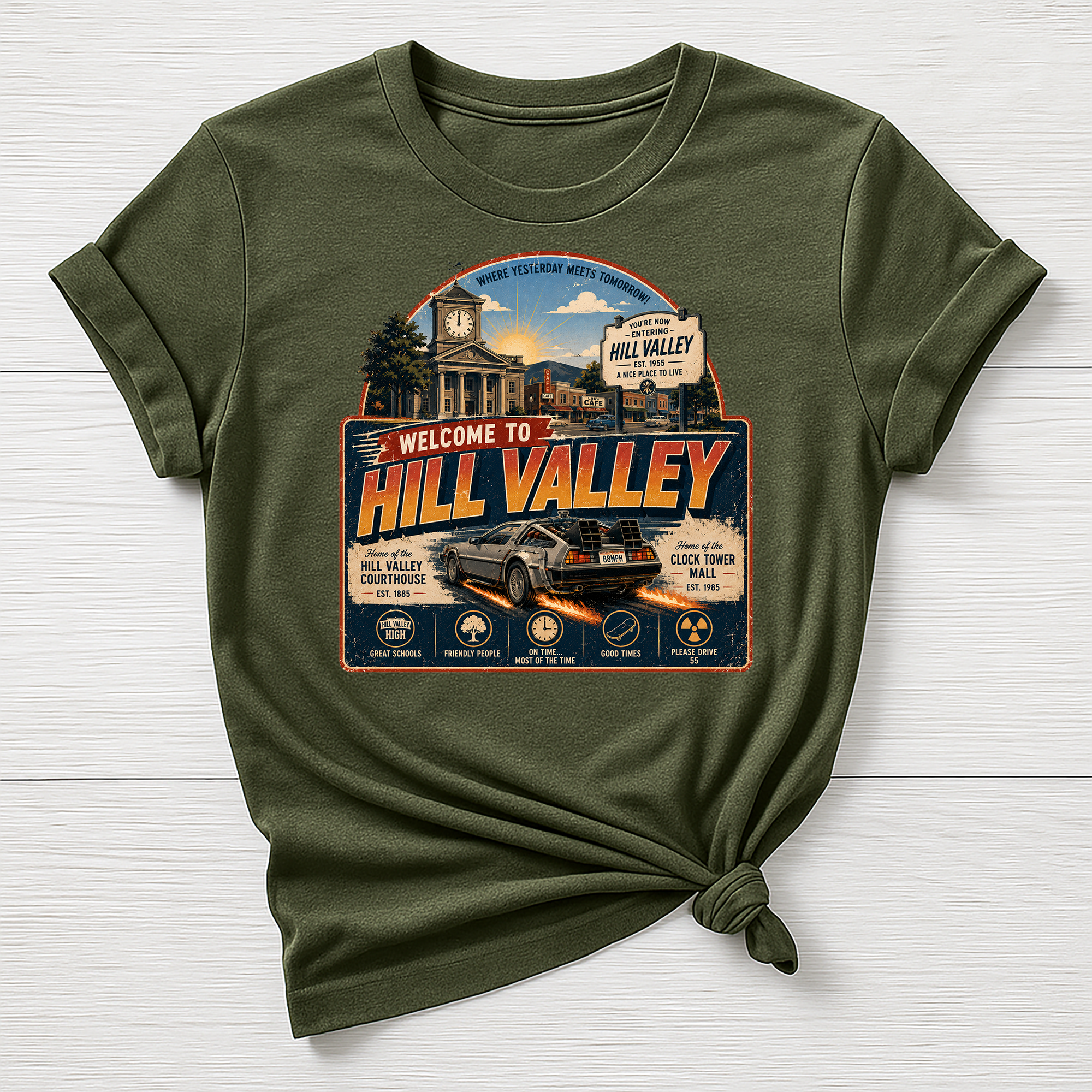 Welcome to Hill Valley T-Shirt - Movie Parody Design - Gildan Softstyle