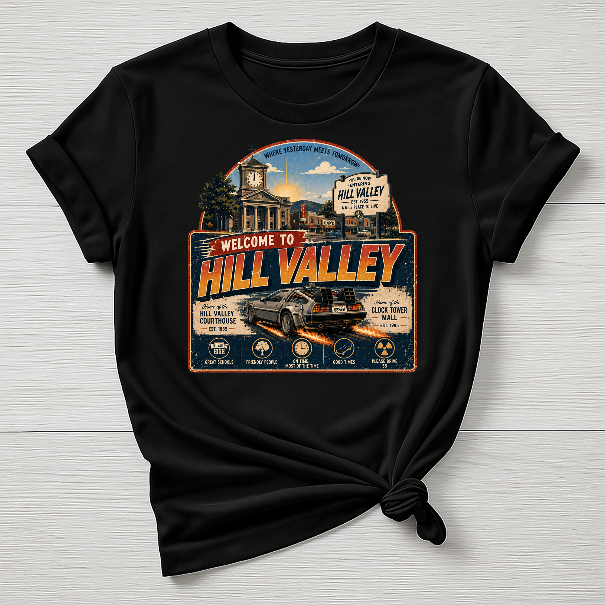 Welcome to Hill Valley T-Shirt - Movie Parody Design - Gildan Softstyle