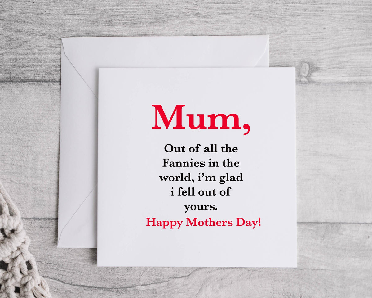 Rude Mothers Day Card - Fannies Design - Funny Card - Fast Postage