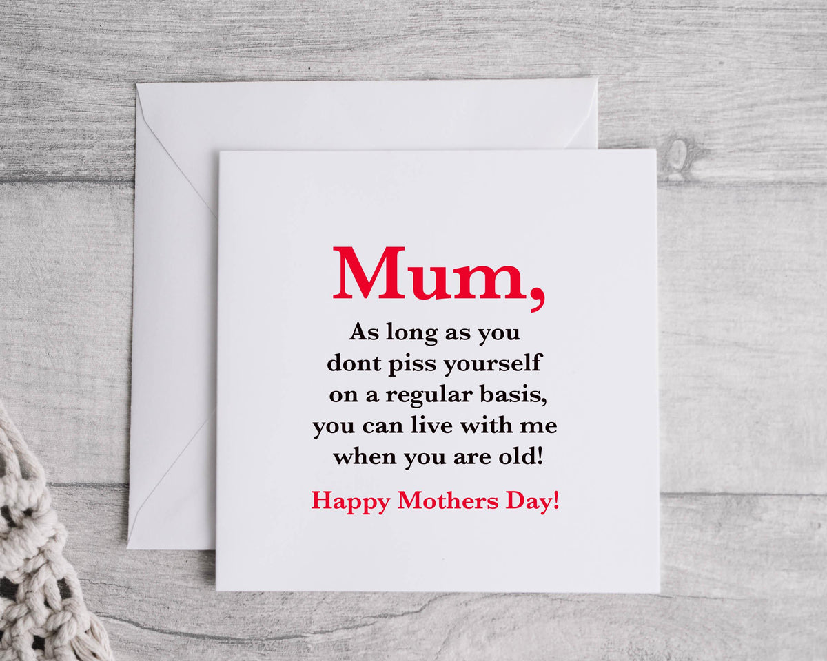 Rude Mothers Day Card - P*ss Yourself Design - Funny Card - Fast Postage