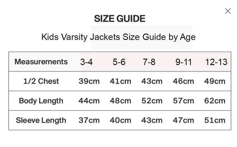 Personalised Kids Varsity Jacket - Free and Fast UK Shipping - Worldwide Despatch!