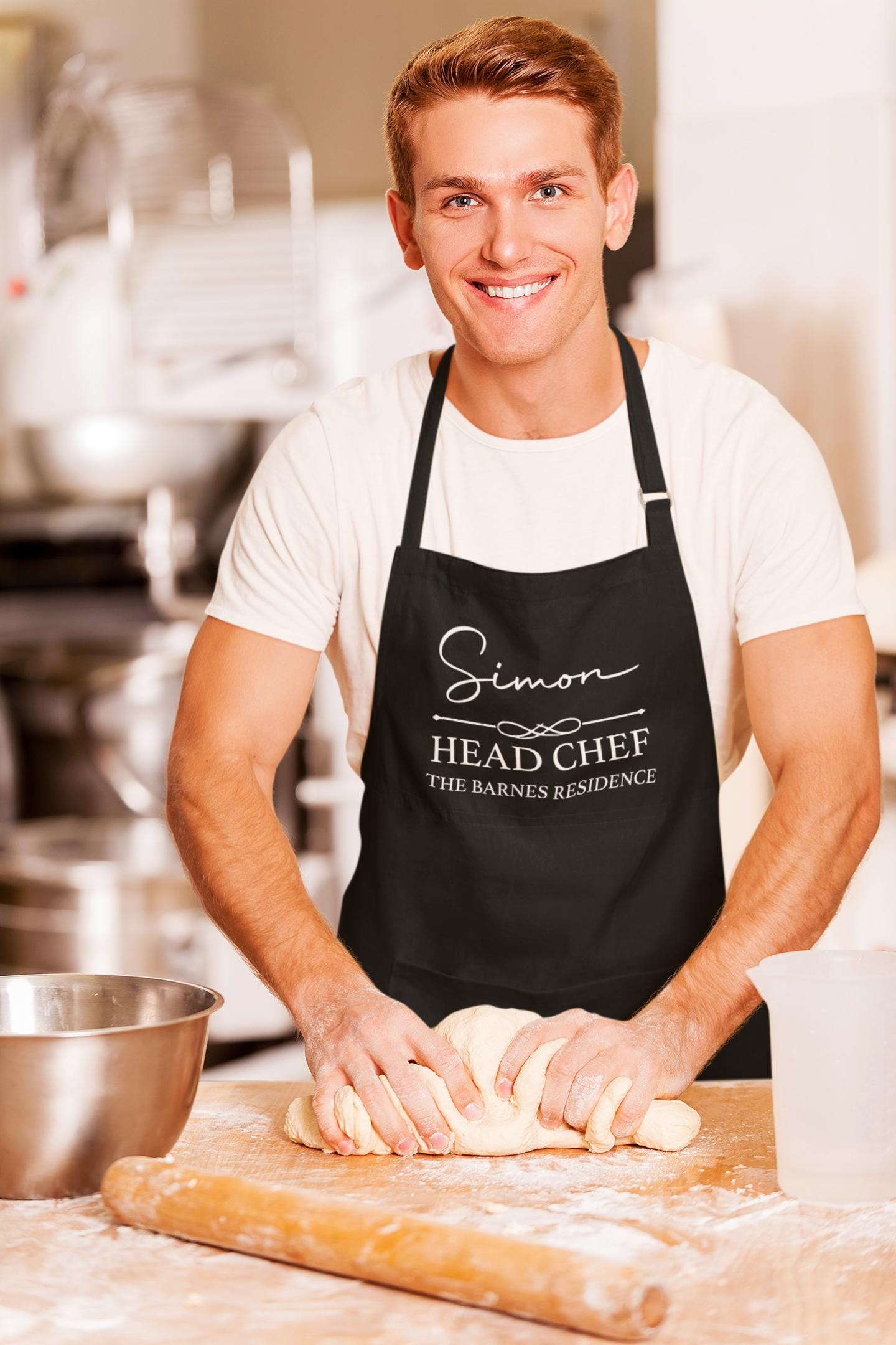Personalised Apron with Your Text - Custom Apron for Man or Woman with Pockets - Cooking Apron with Name - Free Tracked UK Post