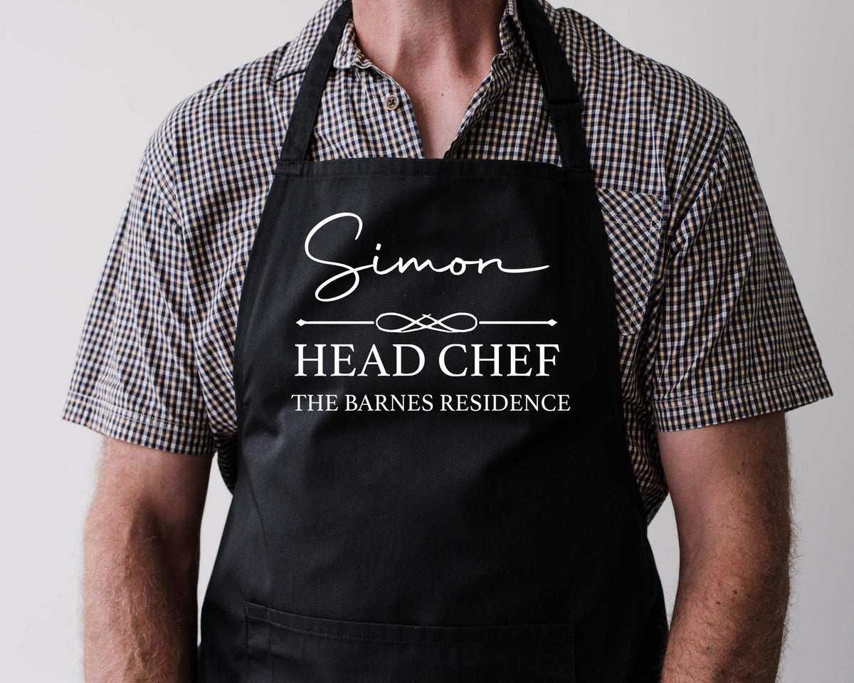 Personalised Apron with Your Text - Custom Apron for Man or Woman with Pockets - Cooking Apron with Name - Free Tracked UK Post