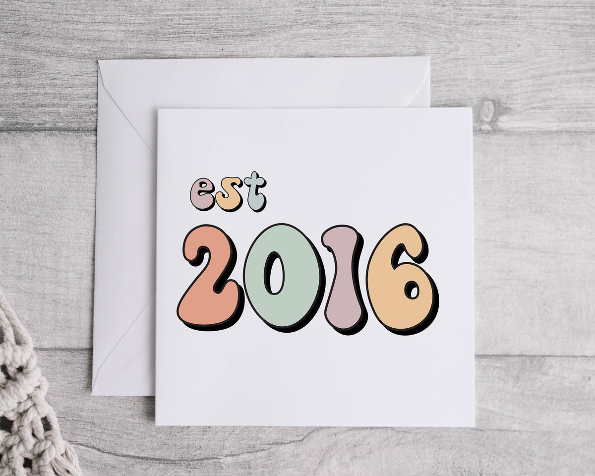 Personalised Birthday Card - Est Year Design - Fast Postage