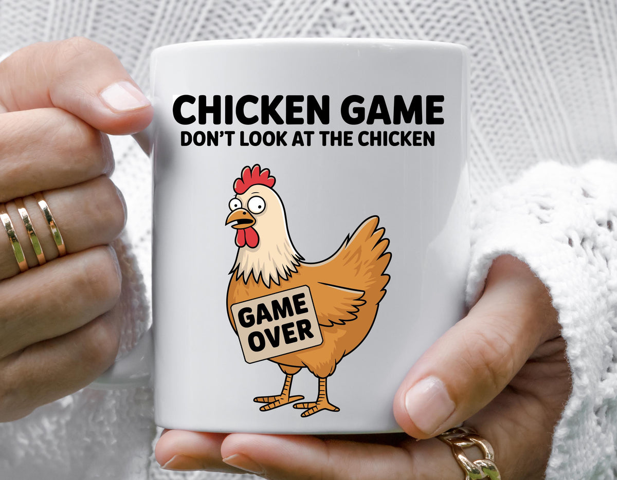 Chicken Game Mug - Don't Look at the Chicken Design - Fast Free Tracked UK Post!