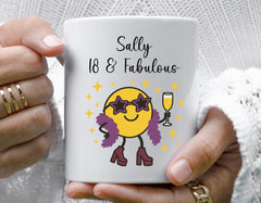 Personalised 18th Birthday Mug: Cartoon Design, Multiple Colours