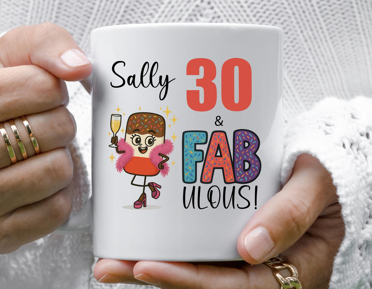 Personalised 30th Birthday Mug, Fab Lolly Design