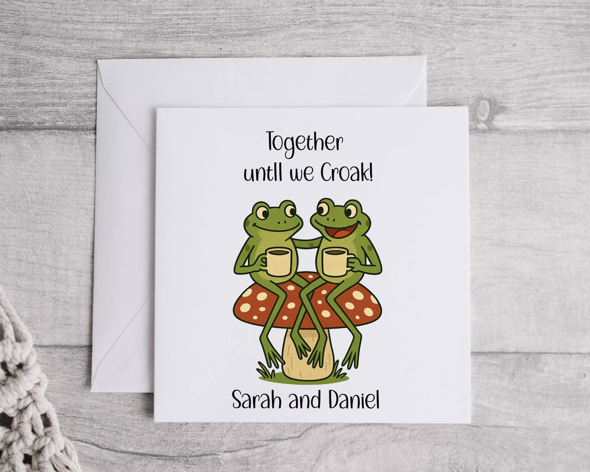 Personalised Anniversary -  Frog Card for Husband or Wife  Fast UK Postage