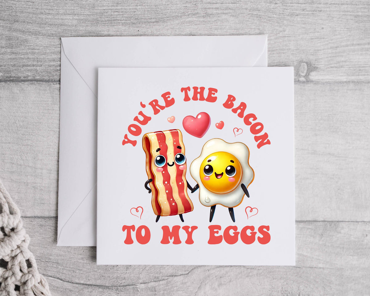 Funny Bacon & Eggs Anniversary Card: Personalised Humorous Greeting Fast UK Post