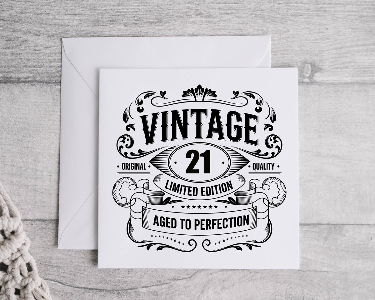 Personalized Vintage 21st Birthday Card: Handmade Celebration Greeting