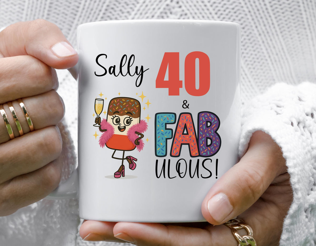 Personalized 40th Birthday Mug, Fab Lolly Design